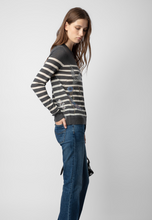 Load image into Gallery viewer, Zadig &amp; Voltaire Source Diamante Cashmere Jumper CP Stripe Holly Sweater