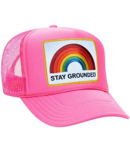 Aviator Nation Stay Grounded Vintage Low Rise Trucker Hat Neon Pink