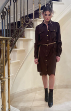 Load image into Gallery viewer, Gold Hawk Paris Shirt Dress Chocolate Brown