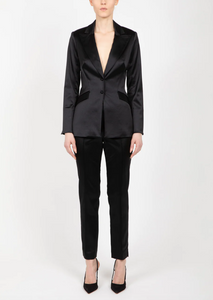 Hilton Hollis Ostrich Embossed Satin Jacket Black