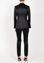 Load image into Gallery viewer, Hilton Hollis Ostrich Embossed Satin Pant Black