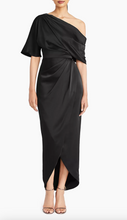 Load image into Gallery viewer, Theia Rayna One Shoulder Draped Gown Black