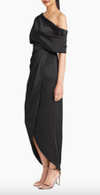 Load image into Gallery viewer, Theia Rayna One Shoulder Draped Gown Black