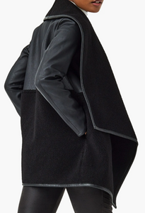 Spanx Fleece Fleece and Leather Long Wrap Very Black/Black