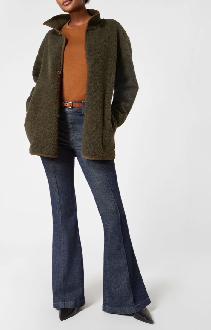 Spanx Reversible Suede Sherpa Jacket Utility Green – The Blue Collection