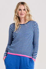 Load image into Gallery viewer, Little Stripe Crewneck Sweater Denim/Pink