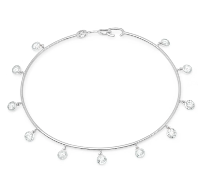 Crislu Bezel Set Charm Bangle in Pure Platinum