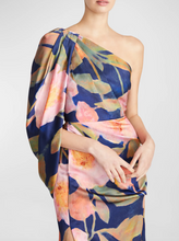 Load image into Gallery viewer, Theia Tori Drapped One Shoulder Gown Nocturnal Peonies