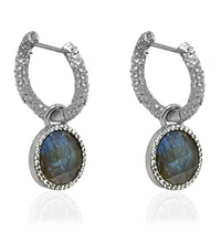 Load image into Gallery viewer, Tat2 Design Vintage Silver Crystal Huggies with Labradorite slide on Charm