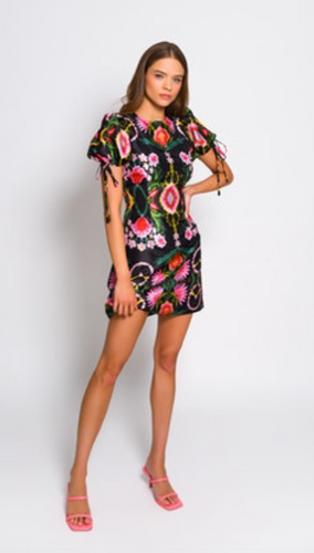 Hutch Ellia Mini Dress Black Mirror Floral