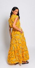 Load image into Gallery viewer, Hutch Mandi Dress Yellow Line Leaves
