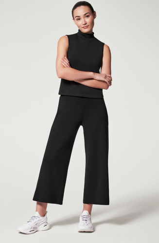 Spanx Airessentials Cropped Wide Leg Pant Very Black