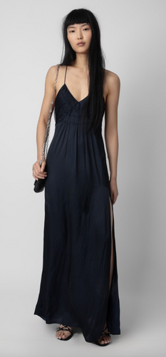 Zadig & Voltaire Rayonne Satin Maxi Dress Encre