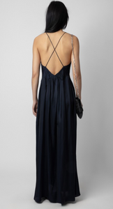 Zadig & Voltaire Rayonne Satin Maxi Dress Encre