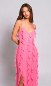 Hutch Clara Chiffon Dress Hot Pink