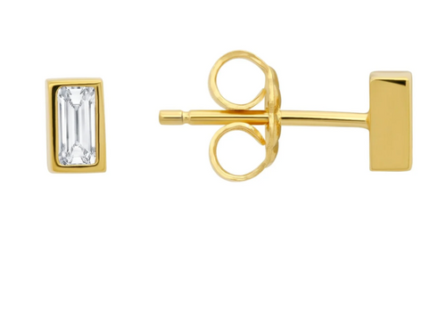 Crislu Prism Baguette Stud Earrings Finished in 18kt Yellow Gold SKU: 3011607E00CZ