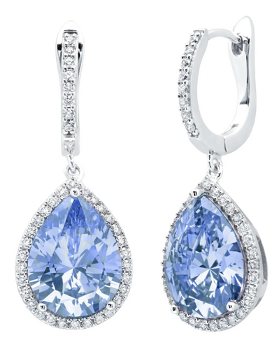 Crislu Pear Drop Blue Quartz Earrings Finished in Pure Platinum SKU: 9010165L00BQ