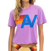 Load image into Gallery viewer, Aviator Nation Logo Boyfriend Tee Neon Purple