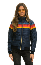 Load image into Gallery viewer, Aviator Nation 5 Stripe Rainbow Women&#39;s Jacket Navy