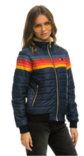 Load image into Gallery viewer, Aviator Nation 5 Stripe Rainbow Women&#39;s Jacket Navy