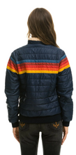 Load image into Gallery viewer, Aviator Nation 5 Stripe Rainbow Women&#39;s Jacket Navy