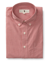 Load image into Gallery viewer, Duck Head Lawerence Micro Gingham Shirt Sunkist Red
