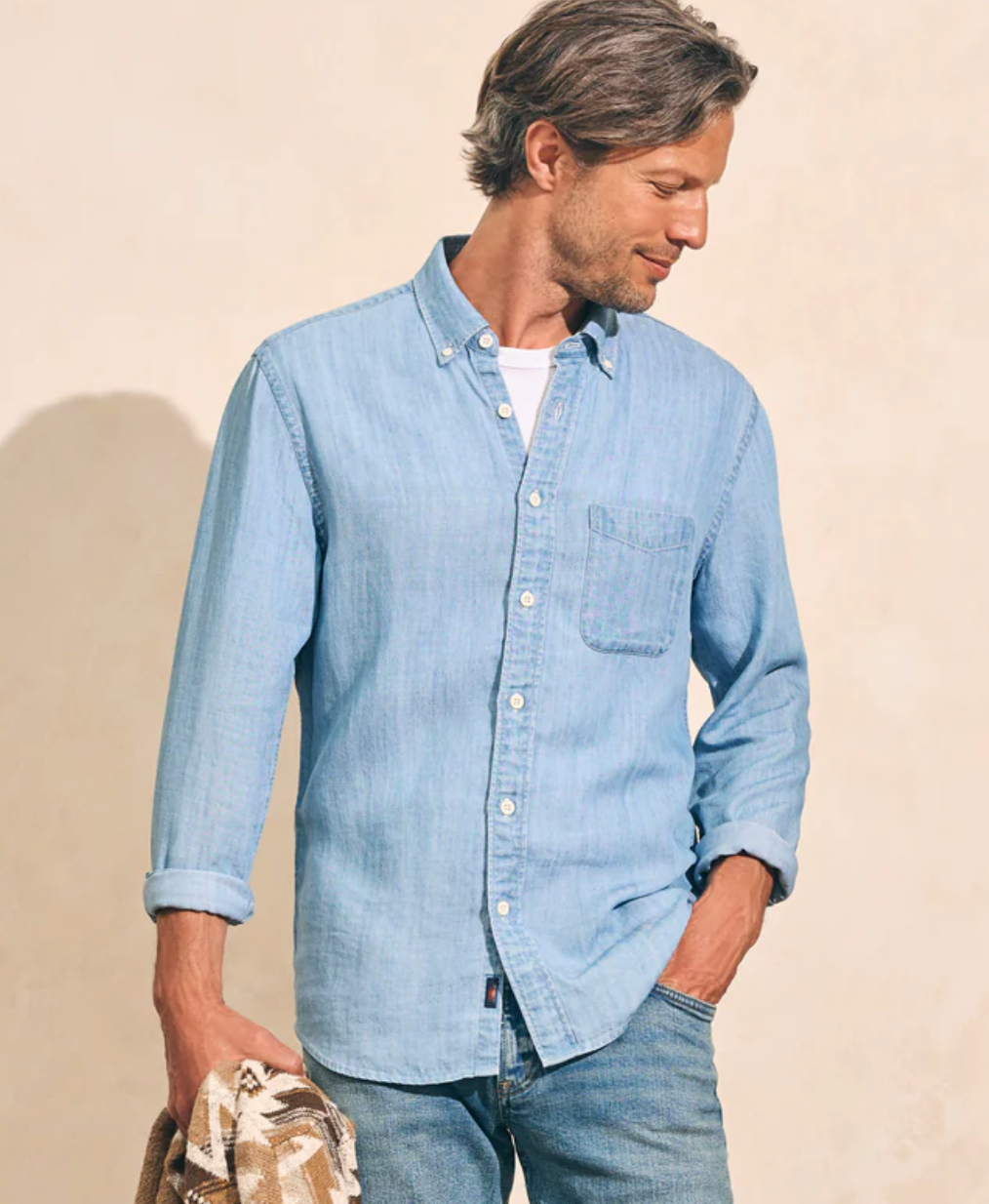 Faherty Tried & True Chambray Shirt Indigo