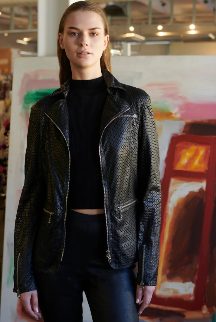 Jakett Nicole Perforated Leather Jacket Black