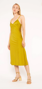 Ripley Rader Satin  Stretch Slip Dress Chartreuse