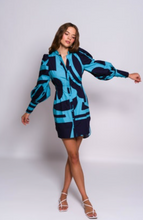 Load image into Gallery viewer, Hutch Adan Dress Navy/Turqouise Geo