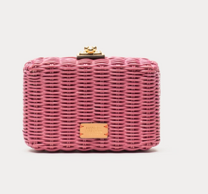 Frances Valentine Paige Wicker Box Clutch Pink