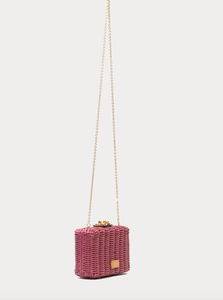 Frances Valentine Paige Wicker Box Clutch Pink