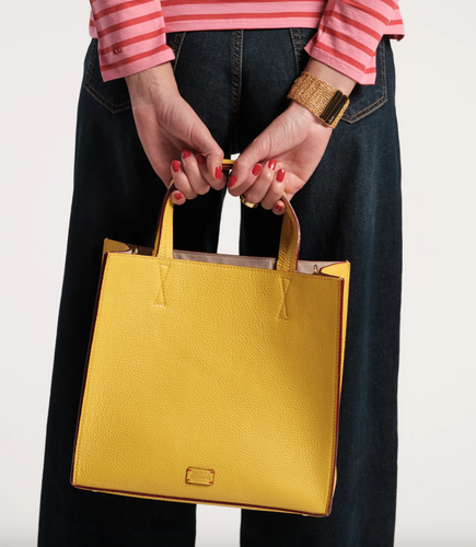 Frances Valentine Margo Tumbled Leather Tote Canary Yellow