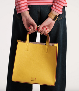 FV Margo Tumbled Leather Tote Canary Yellow