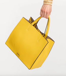 FV Margo Tumbled Leather Tote Canary Yellow