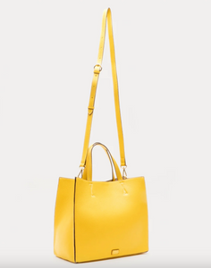 FV Margo Tumbled Leather Tote Canary Yellow