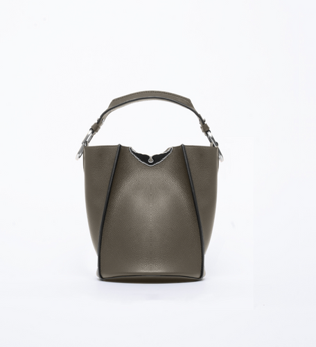 Zadig & Voltaire Borderline Bucket Grained Leather Handbag Olive