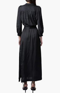 Zadig & Voltaire Ritchil Long Sleeve Satin Shirt Dress Noir