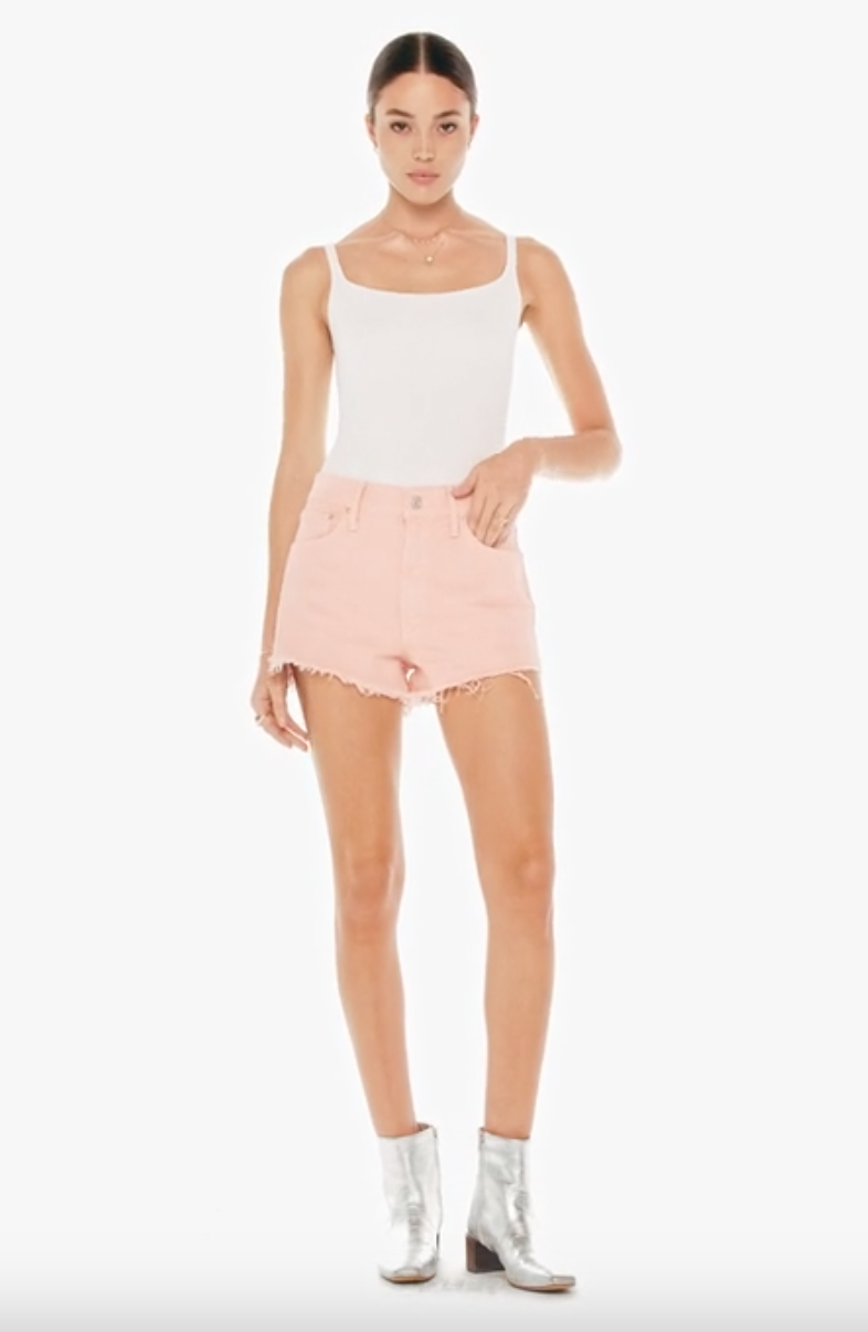 Mother Denim Dodger Short Fray Peach Parfait