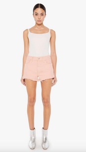 Mother Denim Dodger Short Fray Peach Parfait