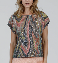 Load image into Gallery viewer, Hilton  Hollis Moulin Rouge Sequin Top Rose/Gold/Combo