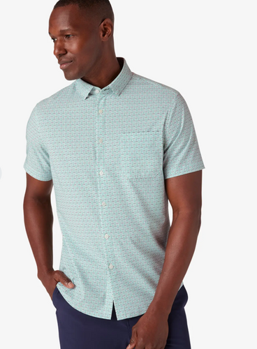 Mizzen + Main Leeward Short. Sleeve Shirt Nile Blue Triple Dot