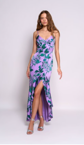 Hutch Angel Gown Patina/Purple Tropical Foliage