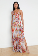 Load image into Gallery viewer, L&#39;Agence Viola Asymetrical Cowl Neck Gown Multi Soft Cloud Floral