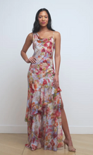 Load image into Gallery viewer, L&#39;Agence Viola Asymetrical Cowl Neck Gown Multi Soft Cloud Floral