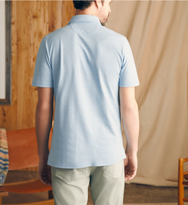 Faherty Short Sleeve Movement Pique Polo Clean Lake Feed