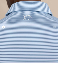 Load image into Gallery viewer, Southern Tide brrr°-eeze Baytop Stripe Performance Polo Clearwater Blue