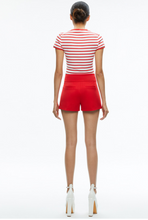 Load image into Gallery viewer, Alice + Olivia Narin High Rise Button Front Short Bright Ruby
