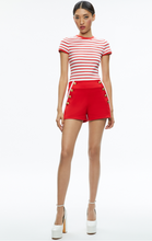 Load image into Gallery viewer, Alice + Olivia Narin High Rise Button Front Short Bright Ruby