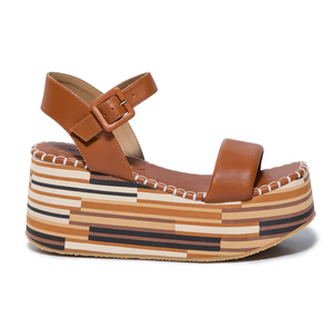 Bernardo Marley Platform Sandal Luggage Nappa Mestico